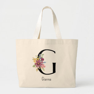 Bolsa Tote Grande Bridesmaid Gift Wild Flower Alphabet G Tote Bag