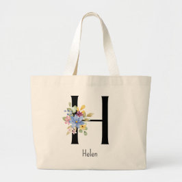 Bolsa Tote Grande Bridesmaid Gift Wild Flower Alphabet H Tote Bag