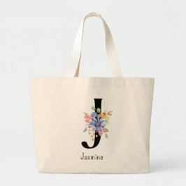 Bolsa Tote Grande Bridesmaid Gift Wild Flower Alphabet J Tote Bag