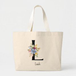 Bolsa Tote Grande Bridesmaid Gift Wild Flower Alphabet L Tote Bag