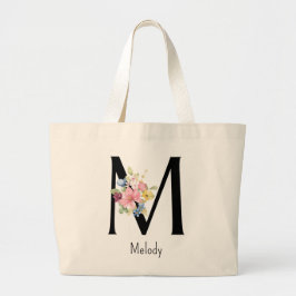 Bolsa Tote Grande Bridesmaid Gift Wild Flower Alphabet M Tote Bag