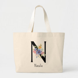 Bolsa Tote Grande Bridesmaid Gift Wild Flower Alphabet N Tote Bag