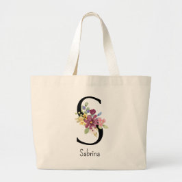 Bolsa Tote Grande Bridesmaid Gift Wild Flower Alphabet S Tote Bag