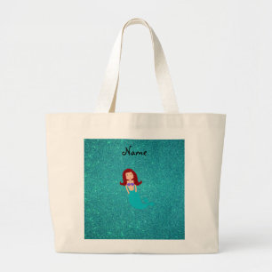 Bolsa Tote Grande Brilho conhecido personalizado de turquesa da