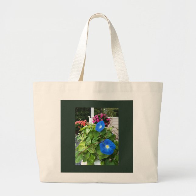 Bolsa Tote Grande Brilliant Blue Morning Glories (Frente)