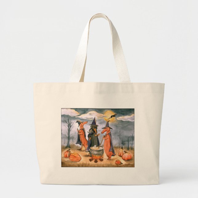 Bolsa Tote Grande Bruxas do Dachshund (Frente)