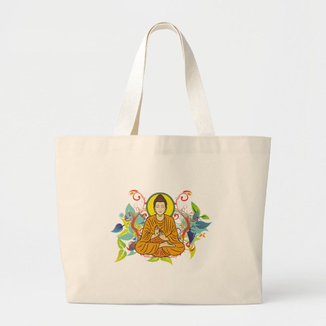 Bolsa Tote Grande Buddha feliz (Frente)