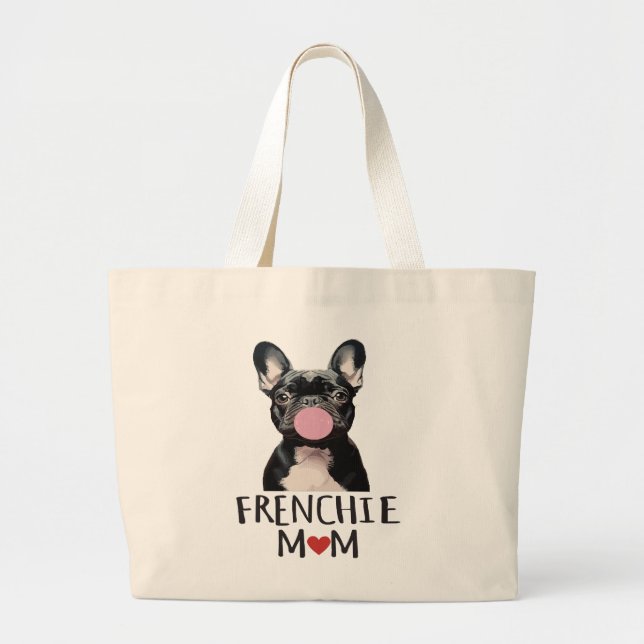 Bolsa Tote Grande Bulldog francês fofo (Frente)