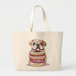 Bolsa Tote Grande Bulldog Inglês, Rosquinhas borrifadas