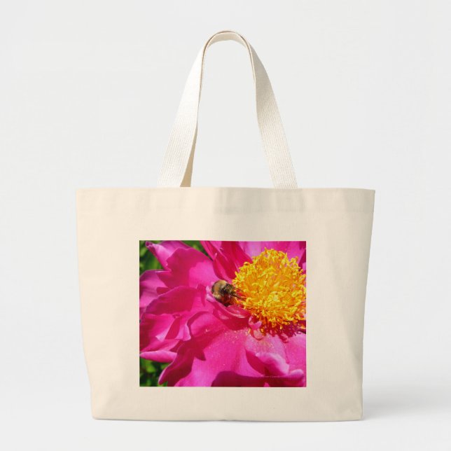 Bolsa Tote Grande Bumblebee Peony Large Tote Bag (Frente)