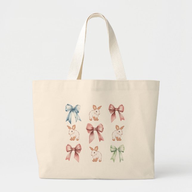 Bolsa Tote Grande Bunnies and Bows Drawstring Backpack (Frente)