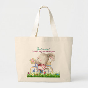 Bolsa Tote Grande Bunny Bike Jumbo Tote Bag