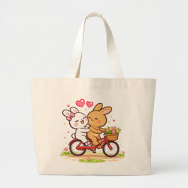 Bolsa Tote Grande Bunny Love Bike Tote Bag