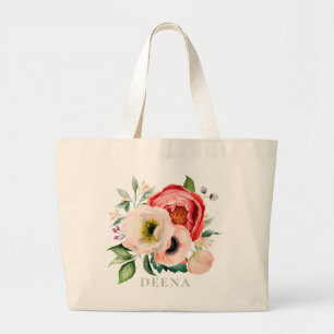 Bolsa Tote Grande Buquê Blooms Boêmian Personalizado