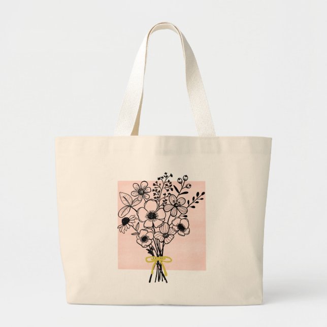 Bolsa Tote Grande Buquê de flores silvestres (Frente)