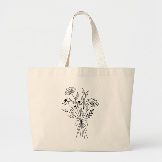 Bolsa Tote Grande Buquê do Jardim de Flores Selvagens (Frente)