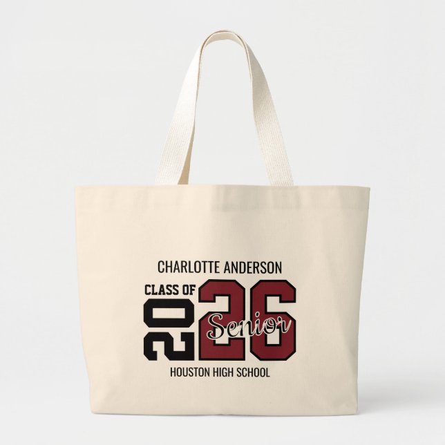 Bolsa Tote Grande Burgundy Congrats Graduation  (Frente)