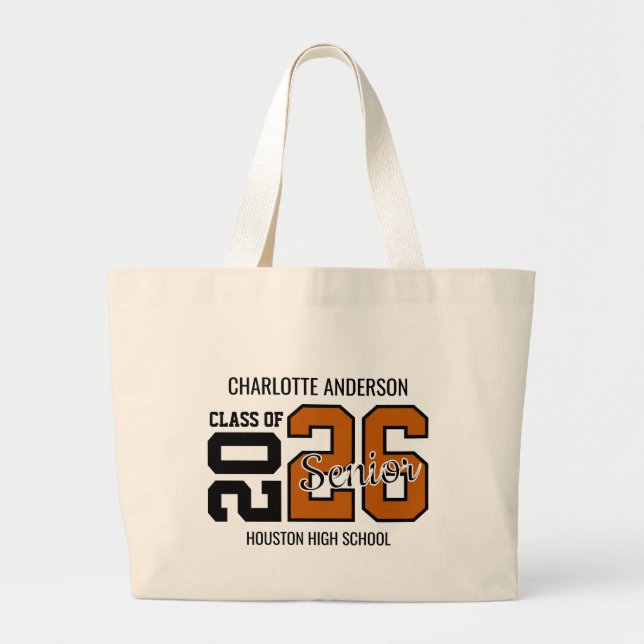 Bolsa Tote Grande Burnt Orange Congrats Graduation  (Frente)