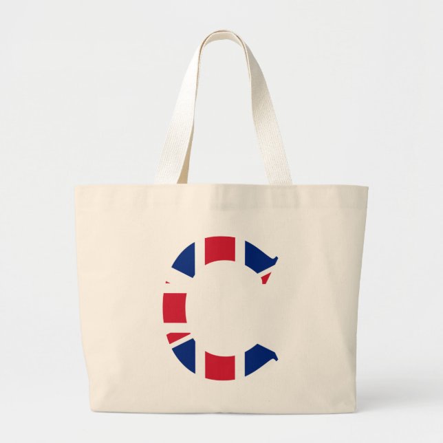 Bolsa Tote Grande C Monograma sobreposto no jtcnt Union Jack Flag (Frente)