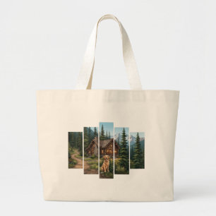 Bolsa Tote Grande Cabana na Montanha do Golden Retriever