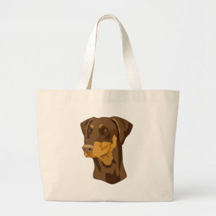 Bolsa Tote Grande Cabeça do Doberman, vermelho, Uncropped