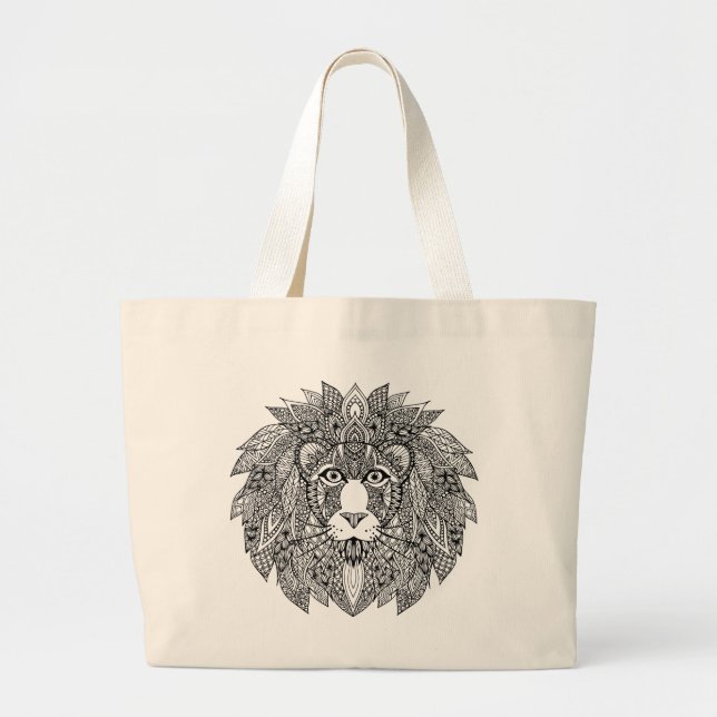 Bolsa Tote Grande Cabeça inspirada 4 do leão (Frente)