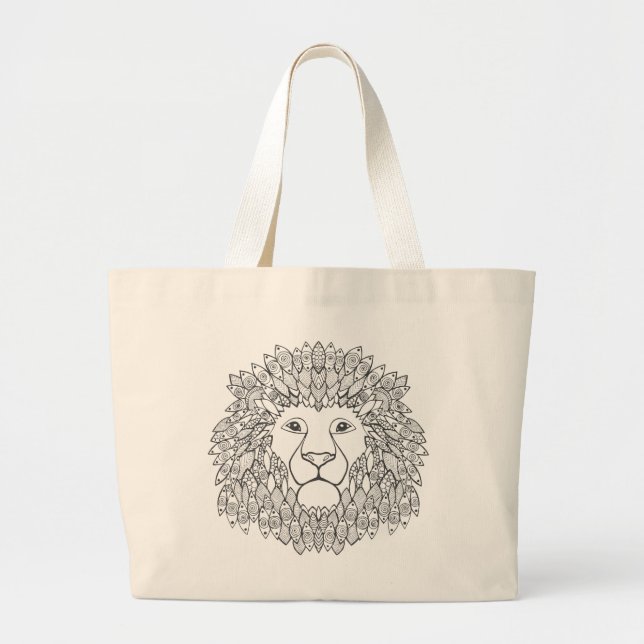 Bolsa Tote Grande Cabeça inspirada do leão (Frente)