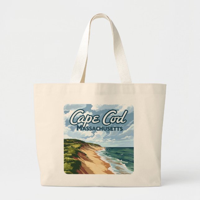 Bolsa Tote Grande Cabo Cod Beach Seashore Massachusetts Blue (Frente)