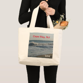 Bolsa Tote Grande Cabo May New Jersey Love Ocean Sand