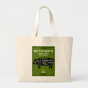 Bolsa Tote Grande Caçadores de Vintage Carne de Porco Cortada