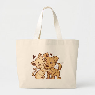 Bolsa Tote Grande Cachorrinho Fofo Amor de Gatinhos Desenho Animado