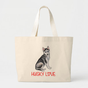 Bolsa Tote Grande Cachorro Bonito Amante de Husky Siberiano