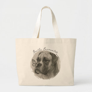 Bolsa Tote Grande Cachorro Boxer com Encontro Suave de Borboleta