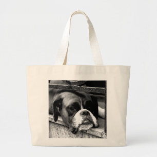 Bolsa Tote Grande Cachorro Boxer no Parapeito da Janela jta