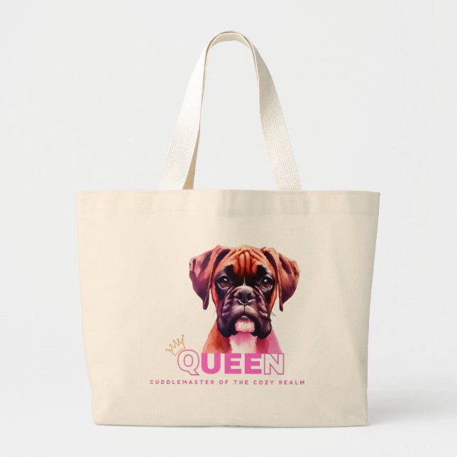 Bolsa Tote Grande Cachorro-Boxer: Queen Cuddle Master (Frente)