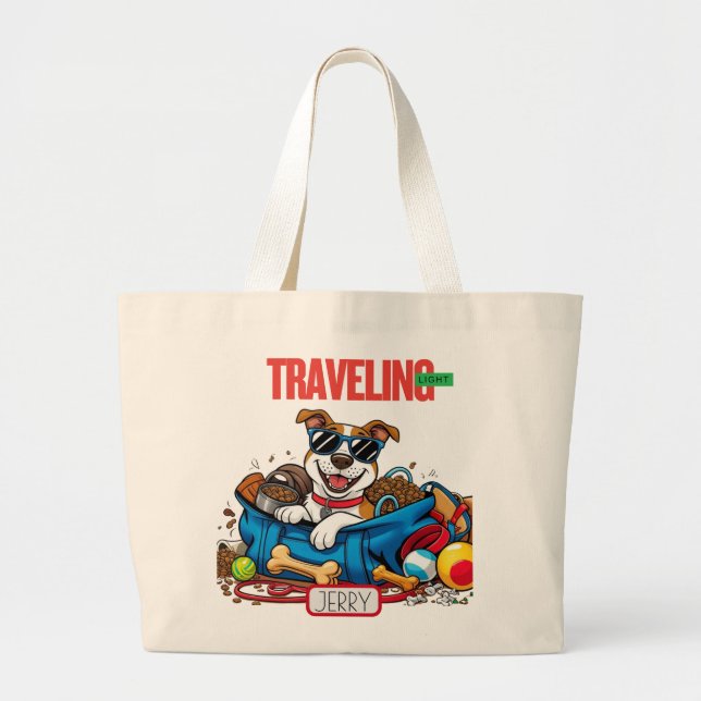 Bolsa Tote Grande Cachorro Buddy "Viajando Luz" (Frente)