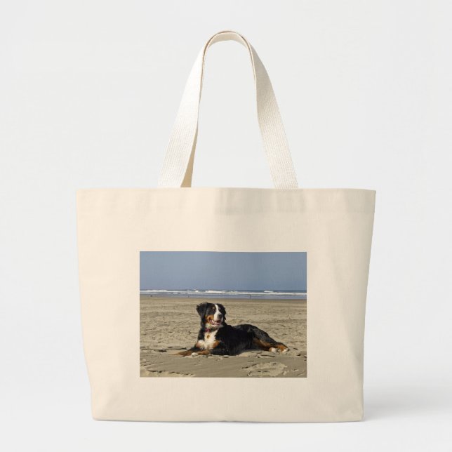 Bolsa Tote Grande Cachorro da Montanha Bernese (Frente)