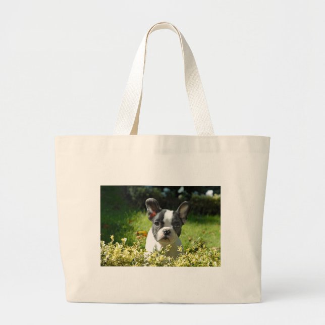 Bolsa Tote Grande Cachorro Negro e Branco (Frente)