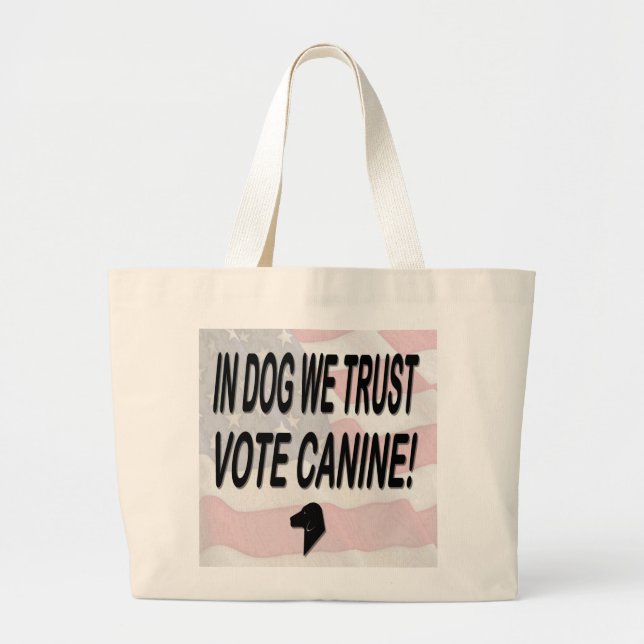 Bolsa Tote Grande Cachorro Voto com Bandeira Americana (Frente)