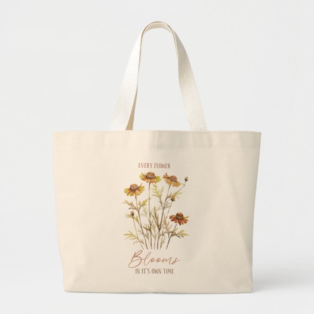 Bolsa Tote Grande Cada Flor Bloqueia Seu Próprio Tempo - Floral Russ (Frente)