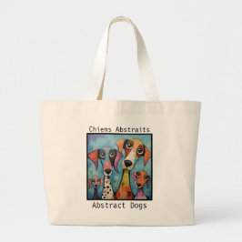 Bolsa Tote Grande Cães Abstratos azuis