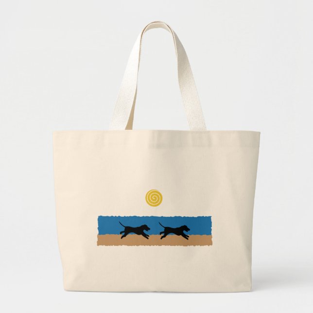 Bolsa Tote Grande Cães na praia (Frente)