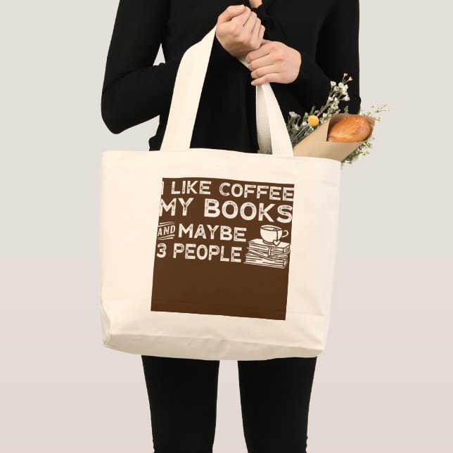 Bolsa Tote Grande Café Leitura De Livros De Bebendos Lendo Ventilado (Frente (produto))