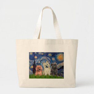 Bolsa Tote Grande Cairn Terriers (três) - Starry Night