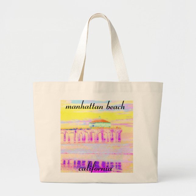 Bolsa Tote Grande Cais Califórnia de Manhattan Beach nos Pastels (Frente)