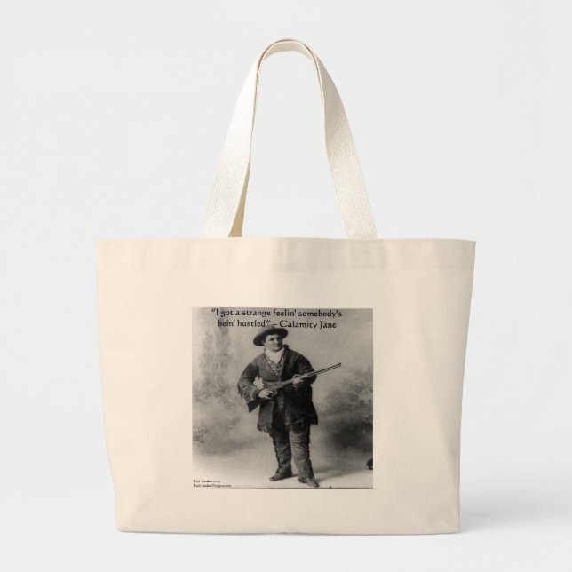 Bolsa Tote Grande Calamity Jane Humor Cote Oferece Camisetas e Cartõ (Frente)