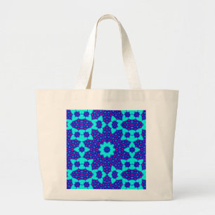 Bolsa Tote Grande Caleidoscópio azul floresceu