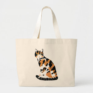 Bolsa Tote Grande Calico gato sentado