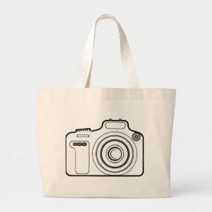 Bolsa Tote Grande Câmera branca e preta