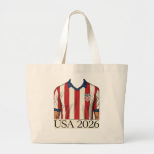 Bolsa Tote Grande Camisa de Futebol EUA Estilo Retro Patriótica Verm